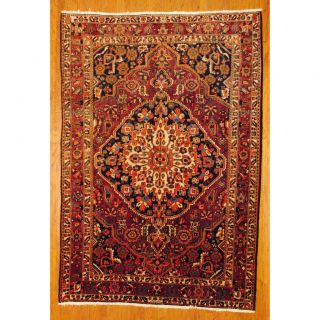 Persian Hand knotted Bakhtiari Rust/ Navy Wool Rug (66 x 910