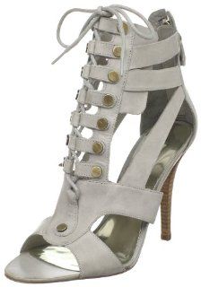 Oksana Lace Up Sandal,Grey Leather,8.5 M US Guess Shoes Shoes