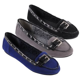 Journee Collection Womens City Buckle Detail Studded Ballet Flats