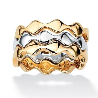 Toscana Collection Two Tone Stackable Zig Zag Rings (Set of 3)