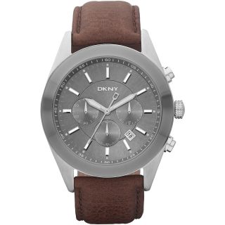 DKNY Mens NY1509 Brown Leather Strap Chronograph Watch Today $134.99