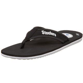 Mens NFL Steelers Summertime Flip Flop,Black/White/Gold,13 M Shoes