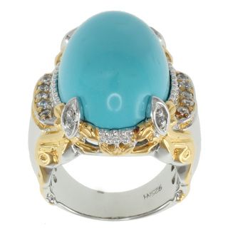 Michael Valitutti Two tone Turquoise and White Sapphire Ring