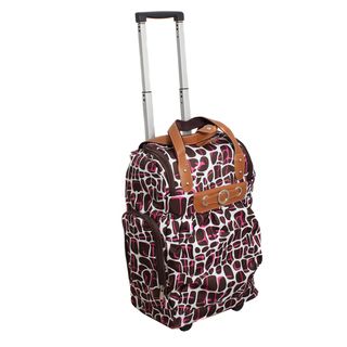 Runway Ladys Lightweight Brown Carry on Rolling Luggage Bag