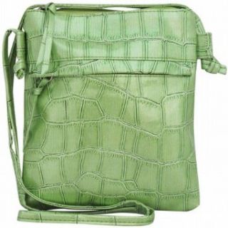 Lime Green Faux Croc Messenger Style Bag Purse Handbag