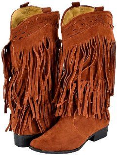Yoki Fringe Brown Women Cowboy Boots, 11 M US Shoes