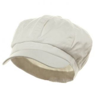 White Cotton Elastic Newsboy Caps   One size fits most