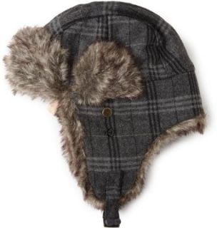 Dickies Mens Wool Plaid Bomber Hat, Grey/Black, One Size