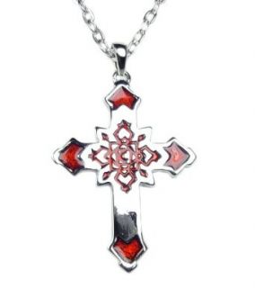 TdZ Silver Red Cross with Thorns Necklace Clothing