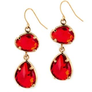 ELYA Designs Goldtone Red Faux Stone Dangle Earrings