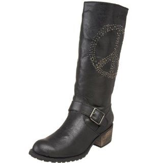 Volatile Womens Rebel Peace Sign Boot,Black,6 M US Shoes