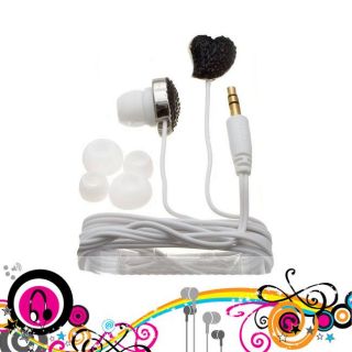 Nemo Digital Black/ White Crystal Pave Twisted Heart Earbud Headphones
