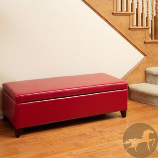 Christopher Knight Home York Red Bonded Leather Storage Ottoman