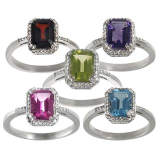 Tressa Sterling Silver Gemstone and Diamond Accent Ring