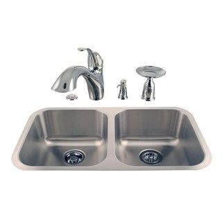 Undermount Double Stainless Steel Sink and Faucet Combo Kit