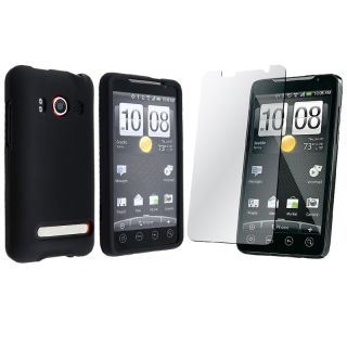 Black Hard Case/ Screen Protector for HTC Evo 4G Supersonic