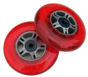 2 RED Wheels W/Abec 7 Bearings for RAZOR SCOOTERS 100mm