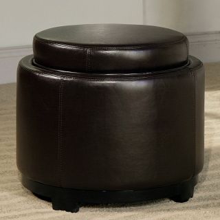 Abbyson Living Hudson Brown Leather Tray Ottoman Today $99.99 Sale $