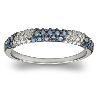Malaika Sterling Silver 1/2ct TDW White and Blue Diamond Ring (I J, I3