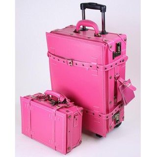 La Vida Pink Vintage look 2 piece Carry On Luggage Set