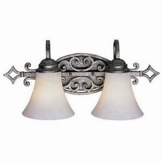 Trans Globe Lighting 2 light Antique Silver Wall Sconce with Frosted