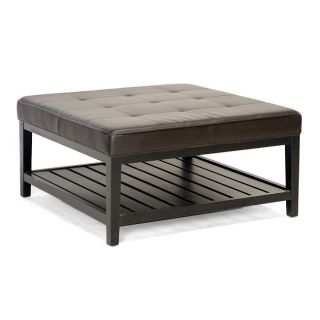 Win Square Brown Bi cast Leather Ottoman with Lower Shelf Today $379