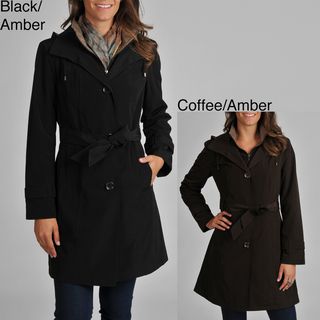 London Fog Womens Belted Trench with Removable Hood
