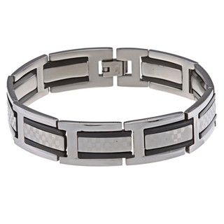 La Preciosa Stainless Steel Black Checkered Link Bracelet