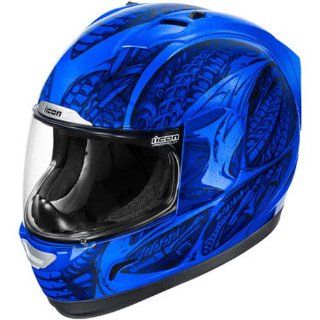 Icon Alliance Full Face Motorcycle Helmet Blue Speed Metal XXXL 3XL