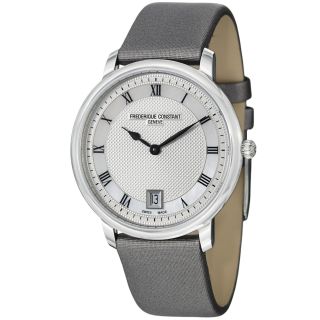 Frederique Constant Unisex Slim Line Grey Satin Strap Quartz Watch