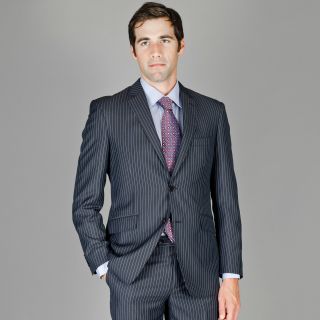 Black Blue Stripe Wool and Silk Blend Suit Today $125.99