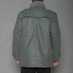 Trust Mens Heather Grey Wool blend Double breasted Peacoat