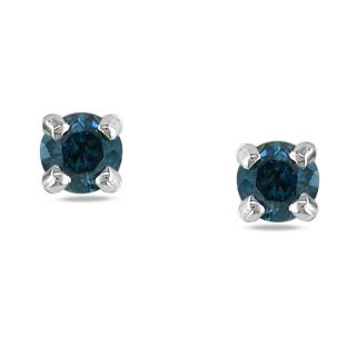 Miadora 14k White Gold 1/5ct TDW Blue Diamond Stud Earrings