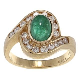 18k Yellow Gold Emerald and 5/8ct TDW Diamond Estate Ring (G H, SI1