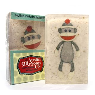 Pack of 3 Goatsmilk and Oatmeal Soap with Mustaches and Sock Monkeys