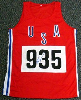 Bruce Jenner Olympics Hand Signed USA 935 Red Track Jersey