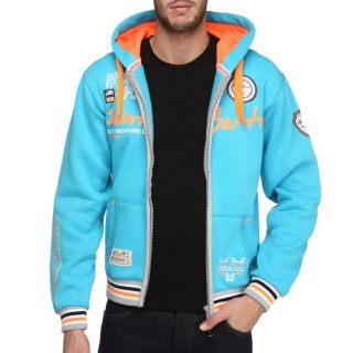 GEOGRAPHICAL NORWAY Sweat Homme Turquoise, orange, gris et blanc