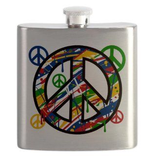 Hip Flask Peace Symbol Sign Dripping Paint Everything