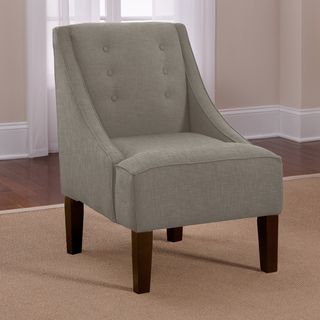 Skyline Grey Linen Button Accented Swoop Chair