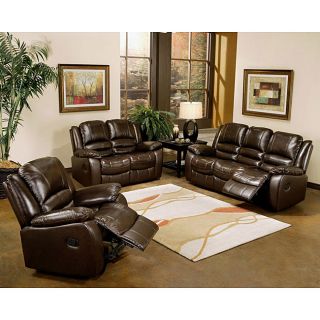 Brownstone Italian Leather Reclining Sofa, Loveseat and Chair