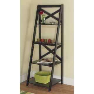 Black Wood X back 4 tier Ladder Shelf Sale $71.99