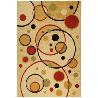 Paterson Collection Contemporary Abstract Circles Ivory Area Rug (49