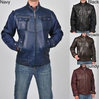 Knoles & Carter Mens Big & Tall Leather Bomber Jacket