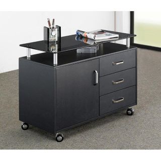 Deluxe Extra Wide Glass Top Rolling Storage Cabinet Today $144.99