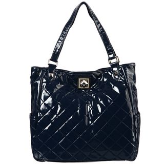 Kenneth Cole Reaction Quilted Patent Navy Blue Tote Bag