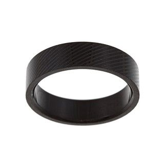 Black plated Stainless Steel Mens Lined Wedding style Band