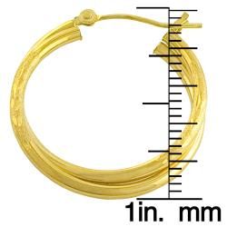 14k Yellow Gold 23 mm Matte Double Hoop Earrings