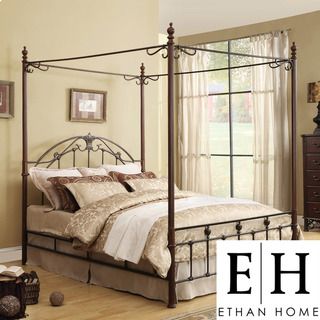 ETHAN HOME Newcastle Full Cast Iron Metal Canopy Bed