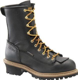 in. Waterproof Steel Lace to Toe Logger Boots Black Size 8 D Shoes