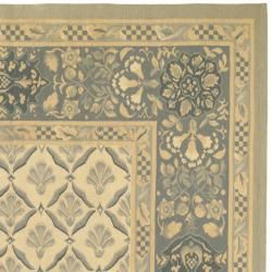 Hand knotted French Aubusson Ivory Wool Rug (9 x 12)